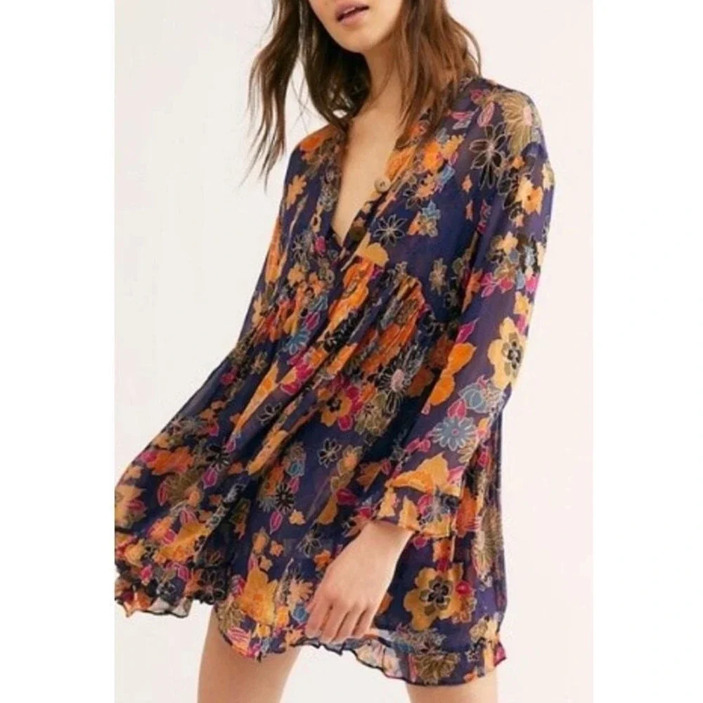 Free‎ People Everything and More Floral Tunic Dress Sz XS